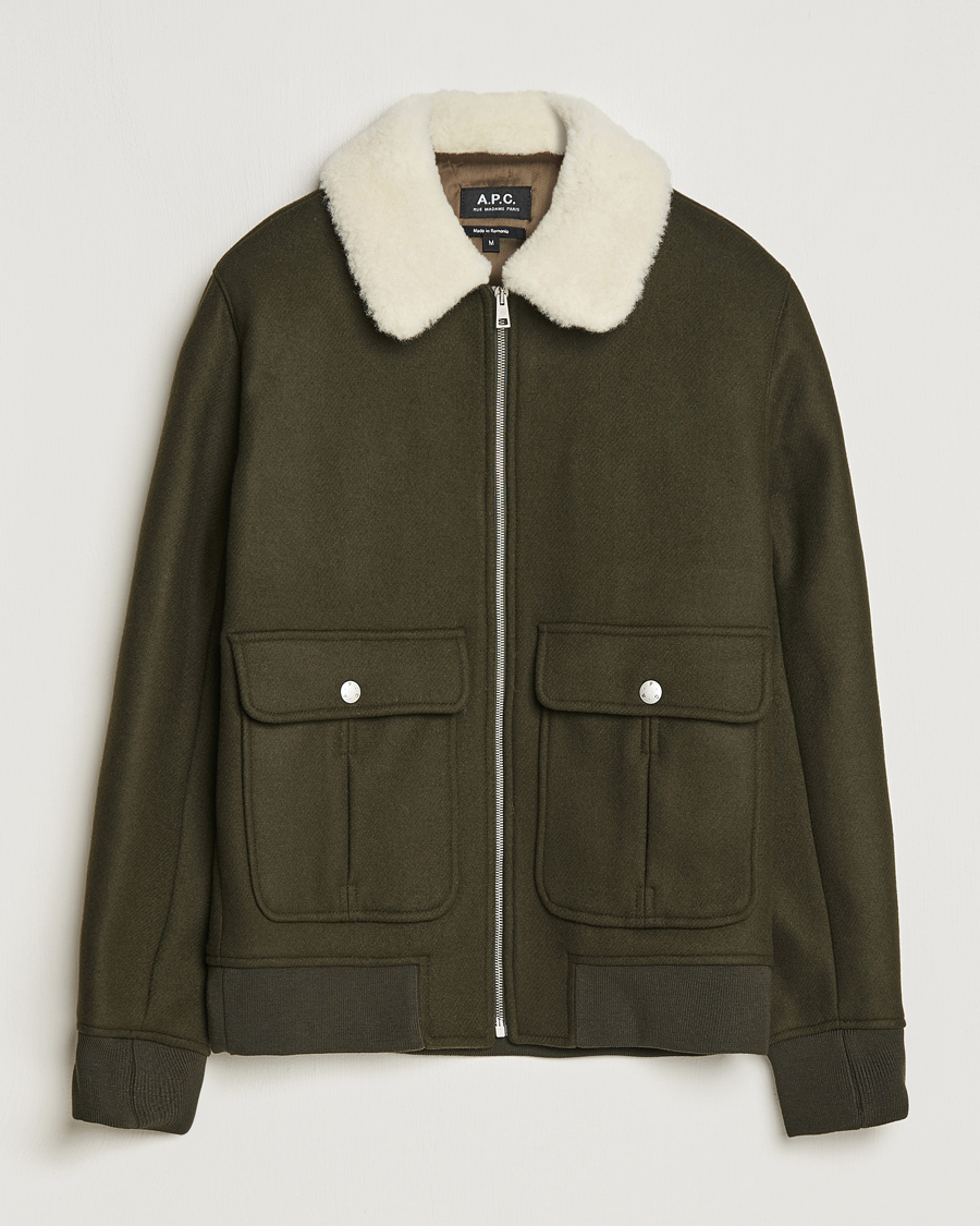 Homme | Manteaux Et Vestes | A.P.C. | Ben Shearling Bomber Jacket Dark Green