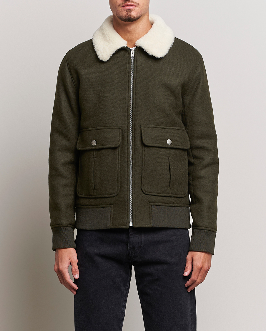 Homme | Manteaux Et Vestes | A.P.C. | Ben Shearling Bomber Jacket Dark Green