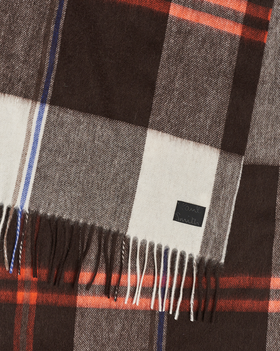 Homme | Paul Smith Lambswool Checked Scarf Brown Multi | Paul Smith | Lambswool Checked Scarf Brown Multi