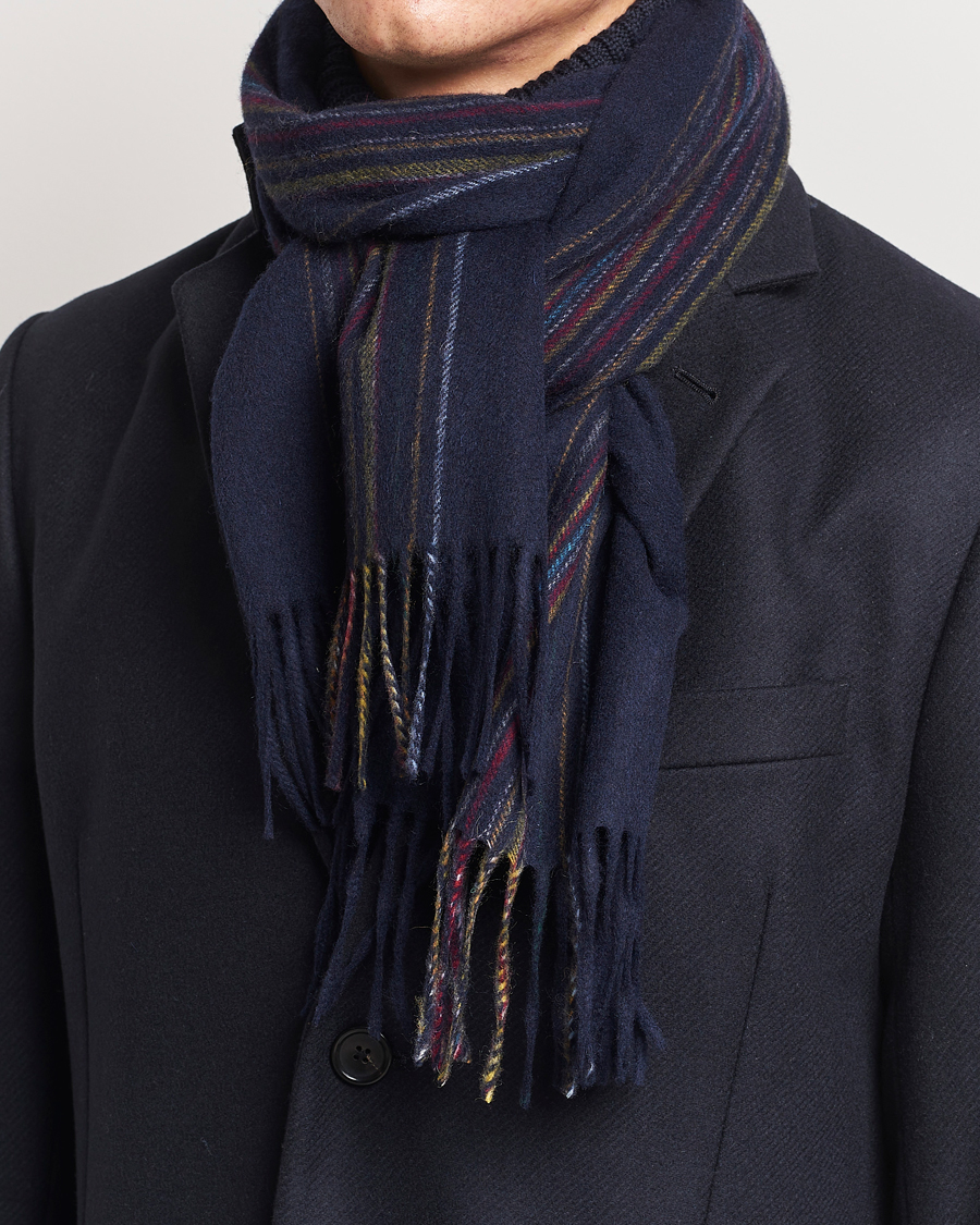 Homme | Paul Smith Lambswool/Cashmere Signature Scarf Navy | Paul Smith | Lambswool/Cashmere Signature Scarf Navy