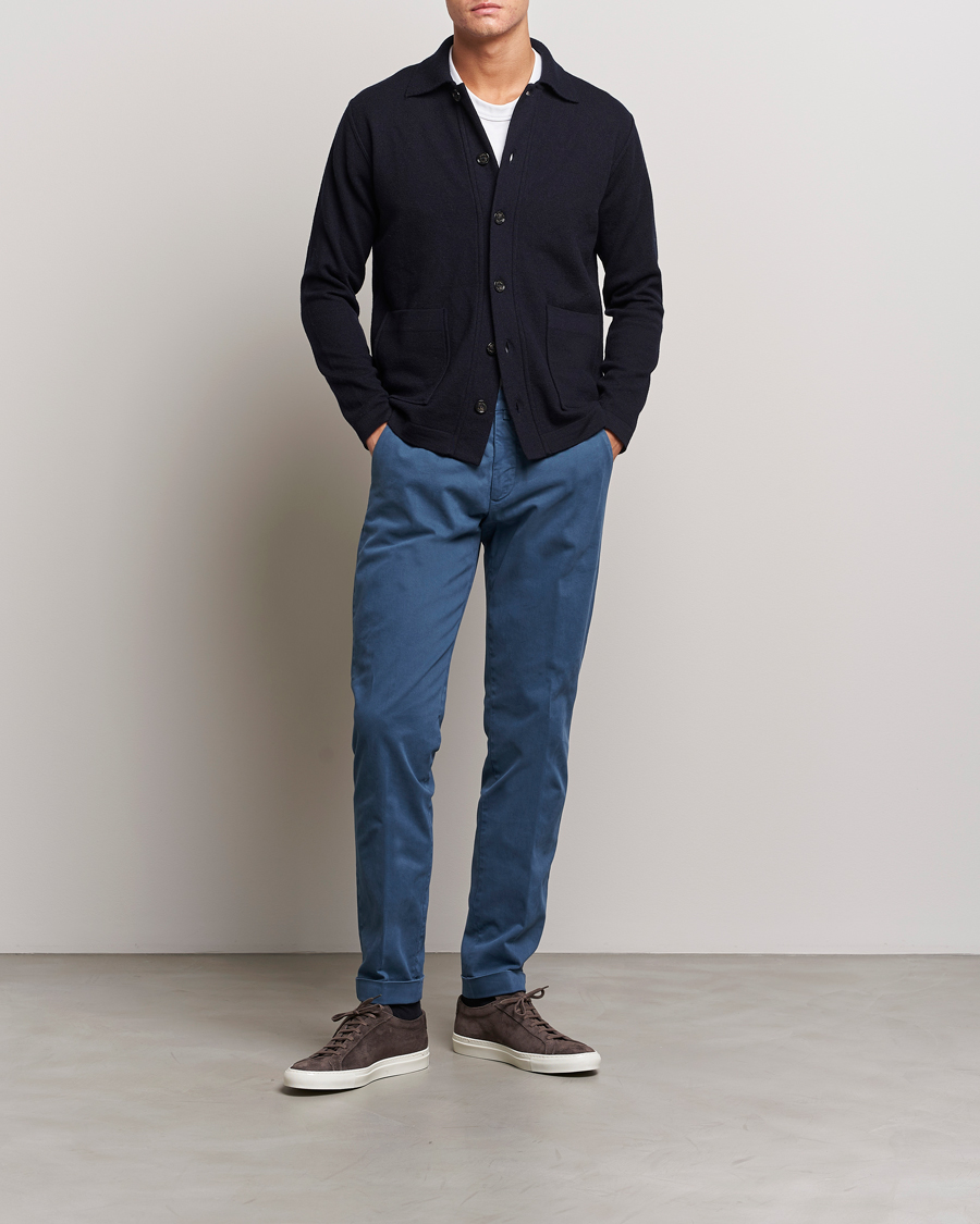 Homme | Pantalons | Briglia 1949 | Slim Fit Cotton Stretch Chino Steel Blue