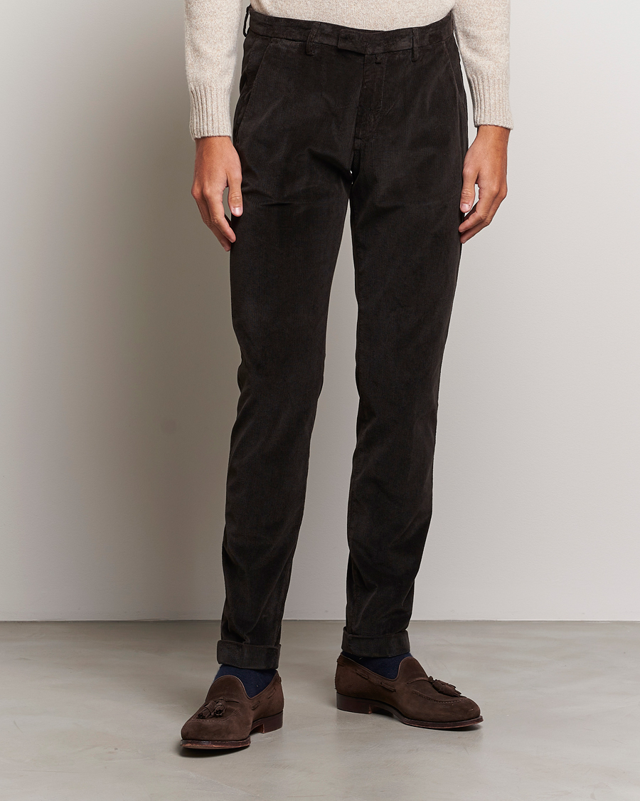 Homme | Pantalons | Briglia 1949 | Slim Fit Corduroy Trousers Dark Brown