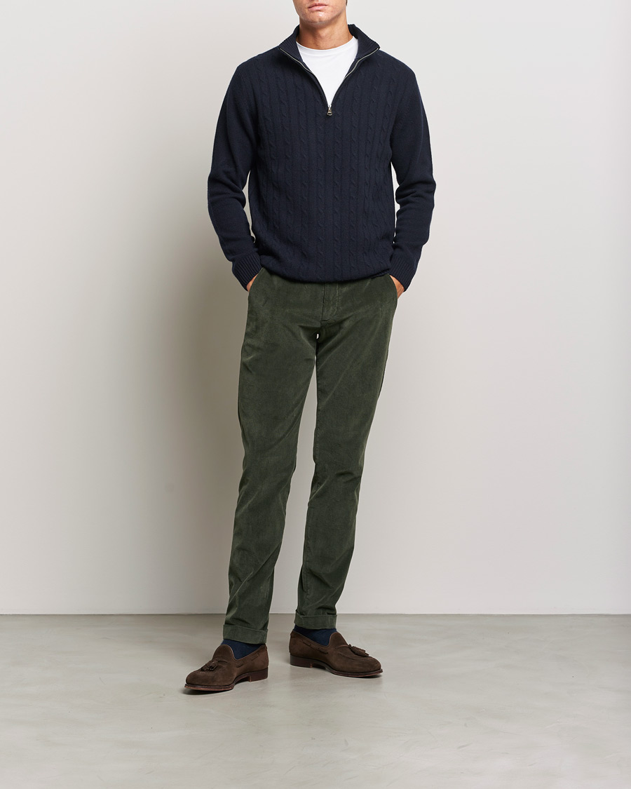 Homme | Pantalons | Briglia 1949 | Slim Fit Corduroy Trousers Dark Green