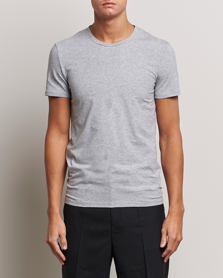 Homme |  | Zegna | Stretch Cotton Round Neck T-Shirt Grey Melange