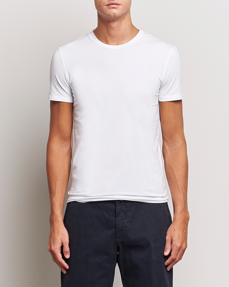 Homme | Quiet Luxury | Zegna | Stretch Cotton Round Neck T-Shirt White