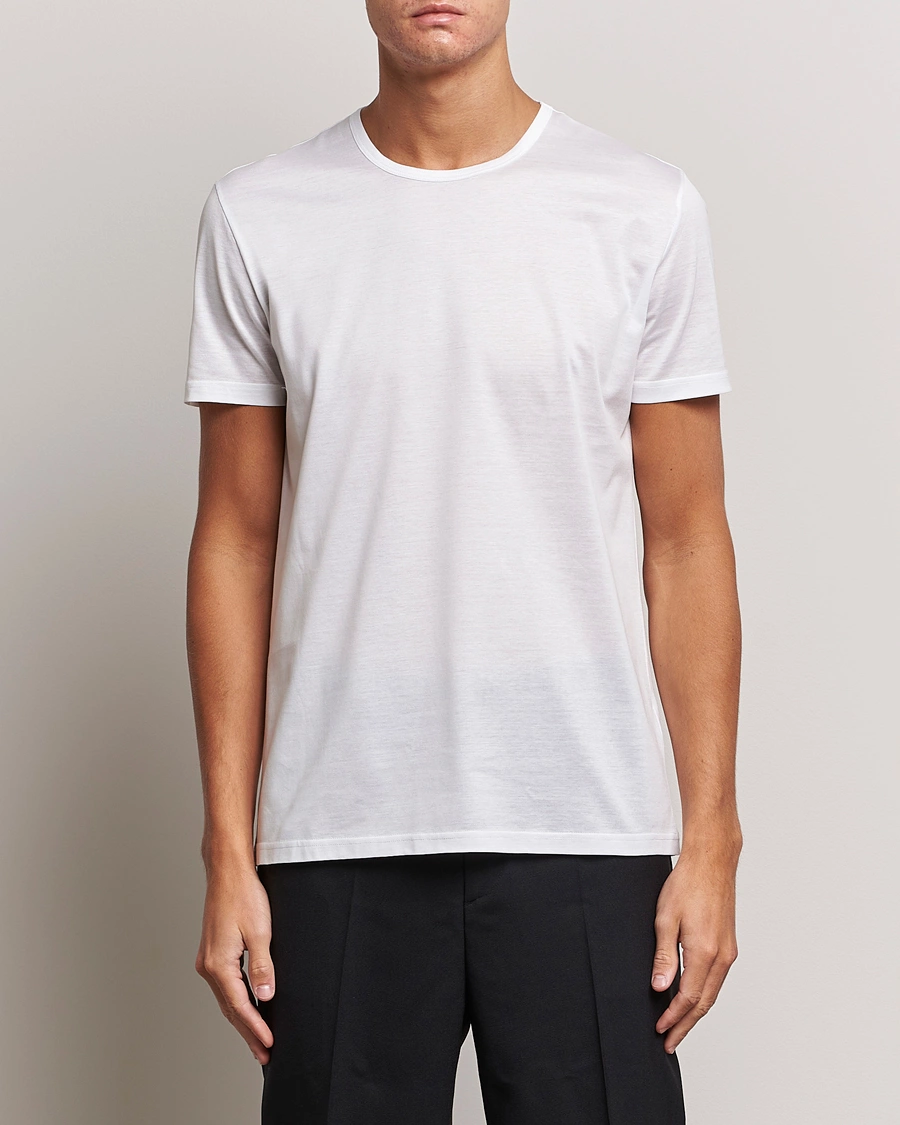 Herre | Luxury Brands | Zegna | Filoscozia Pure Cotton Round Neck T-Shirt White