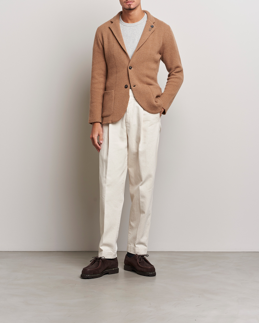 Homme | Blazers | Lardini | Knitted Cashmere Blazer Beige