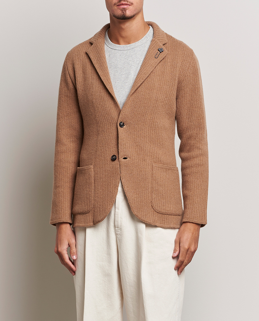 Homme | Blazers | Lardini | Knitted Cashmere Blazer Beige