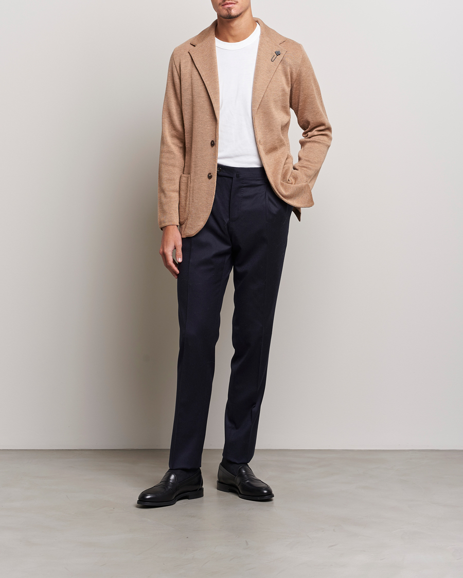 Homme | Blazers | Lardini | Knitted Wool Blazer Beige