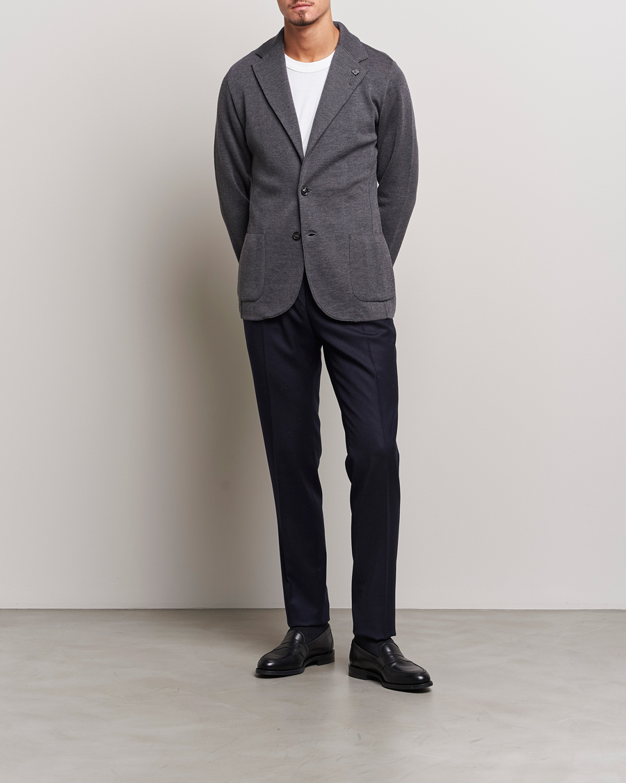 Homme | Blazers | Lardini | Knitted Wool Blazer Grey