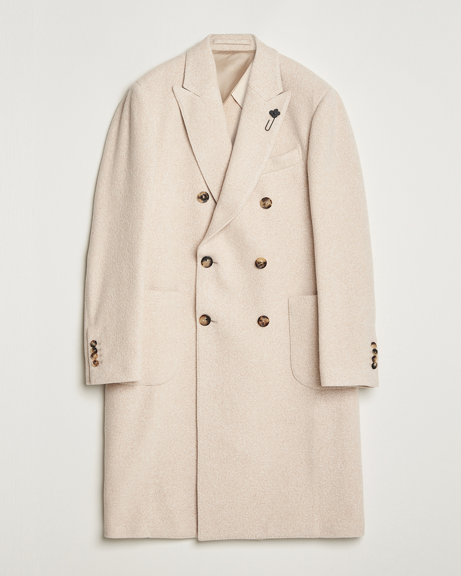 Homme | Manteaux Et Vestes | Lardini | Wool/Silk/Cashmere Double Breasted Coat Beige