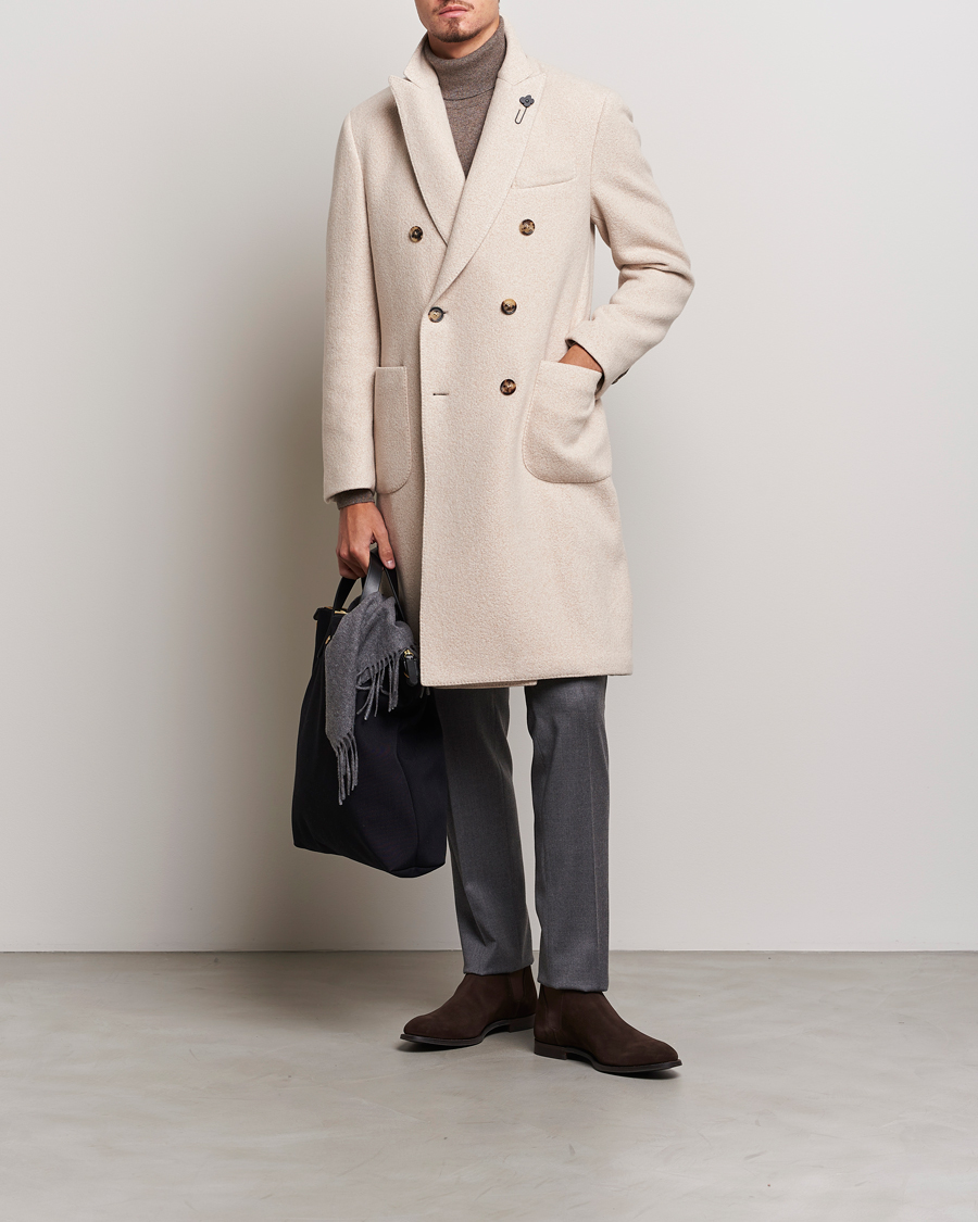 Homme | Manteaux Et Vestes | Lardini | Wool/Silk/Cashmere Double Breasted Coat Beige