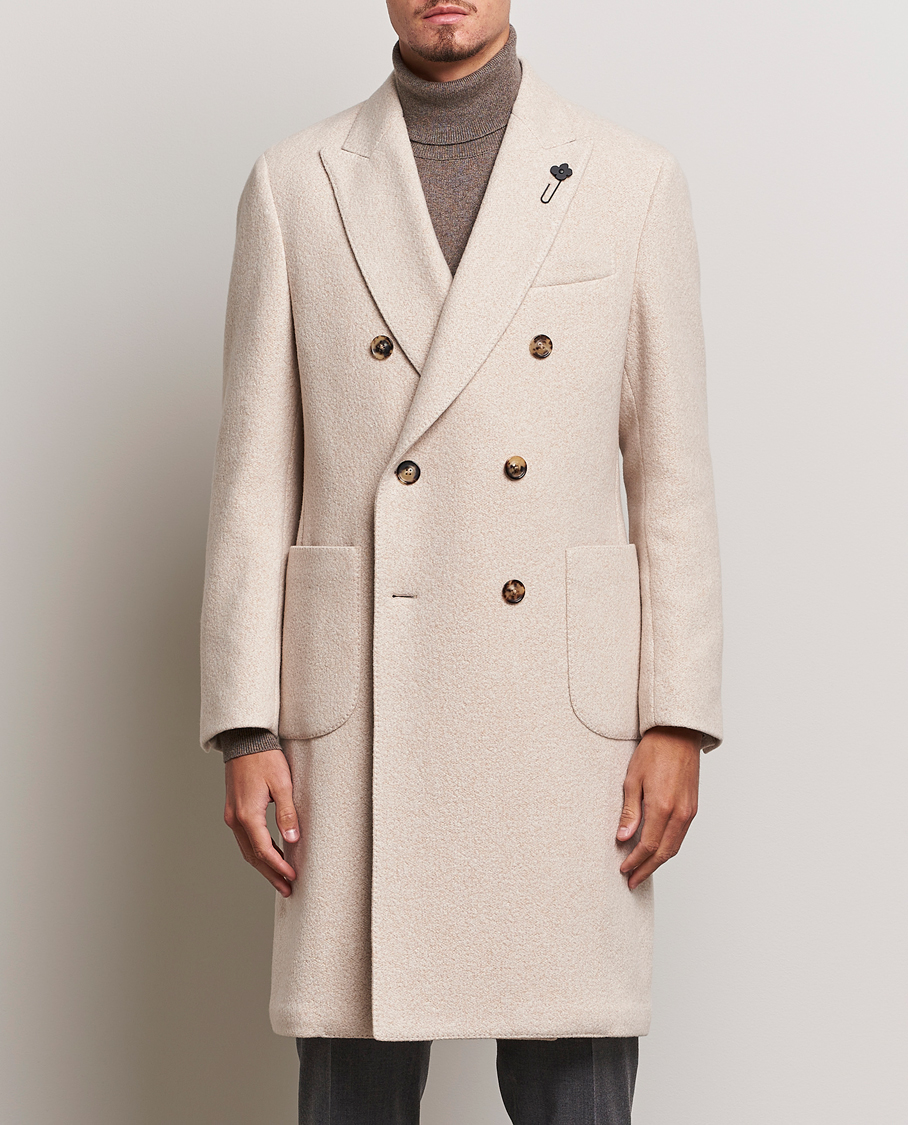 Homme | Manteaux Et Vestes | Lardini | Wool/Silk/Cashmere Double Breasted Coat Beige