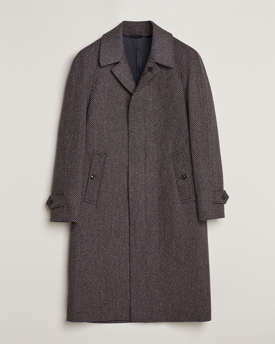 Homme | Manteaux Et Vestes | Lardini | Wool/Cashmere Herringbone Raglan Coat Navy/Brown