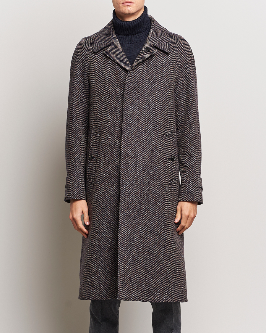 Homme | Manteaux Et Vestes | Lardini | Wool/Cashmere Herringbone Raglan Coat Navy/Brown