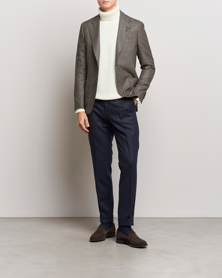 Homme | Blazers | Lardini | Checked Wool Blazer Brown/Navy