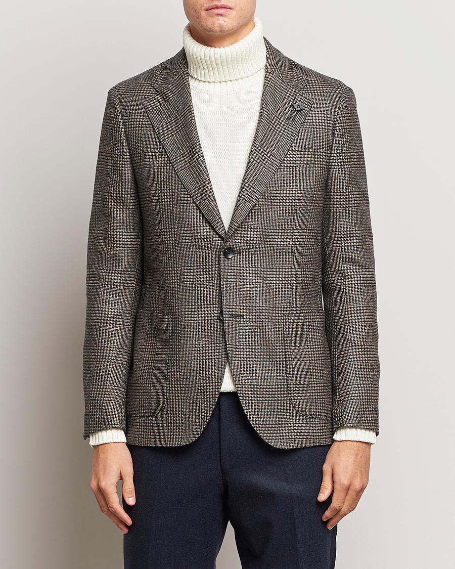 Homme | Blazers | Lardini | Checked Wool Blazer Brown/Navy