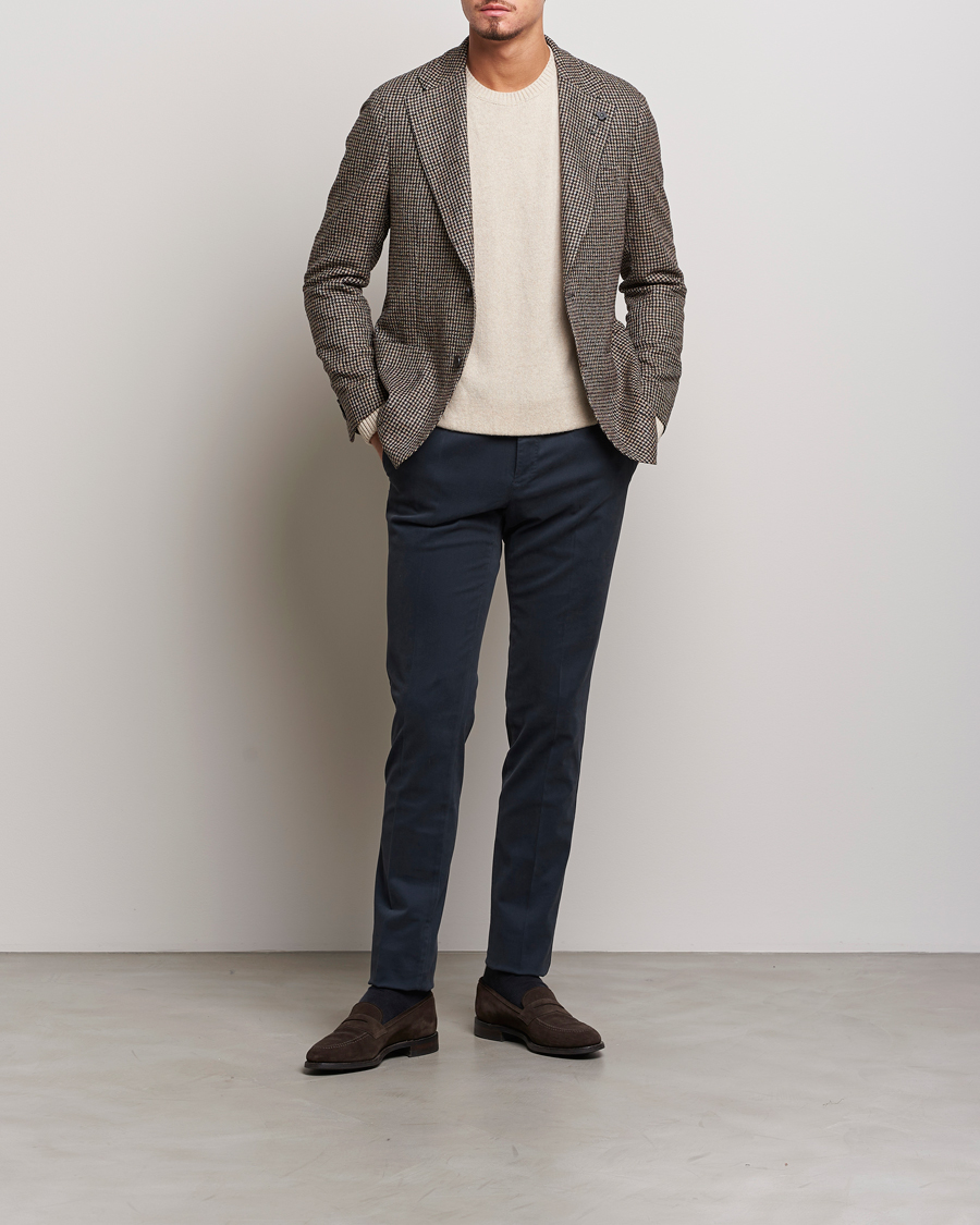 Homme | Blazers | Lardini | Wool/Silk/Cashmere Houndstooth Blazer Beige/Green