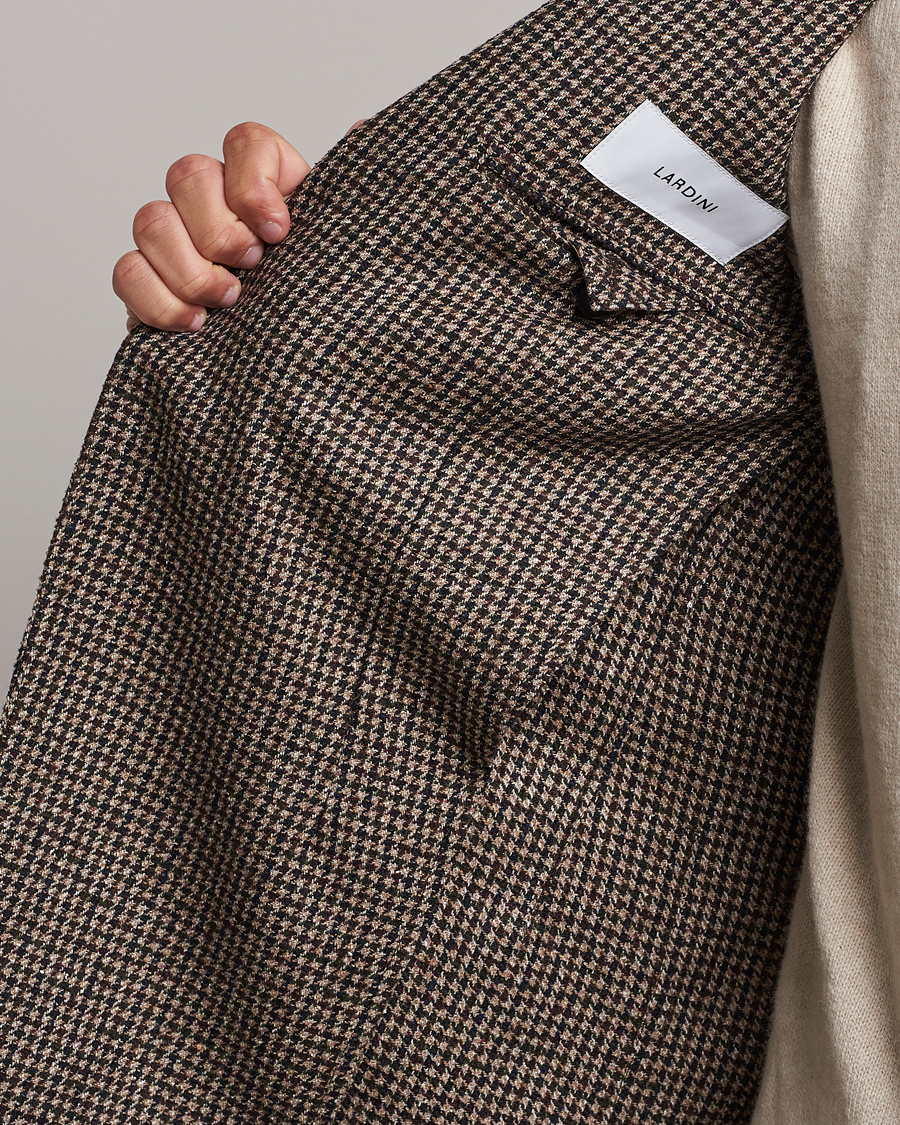 Homme | Blazers | Lardini | Wool/Silk/Cashmere Houndstooth Blazer Beige/Green