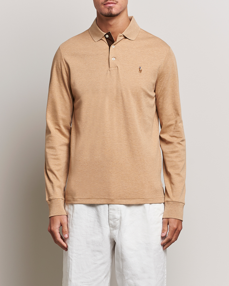 Homme | Sections | Polo Ralph Lauren | Custom Slim Fit Long Sleeve Polo Camel Heather