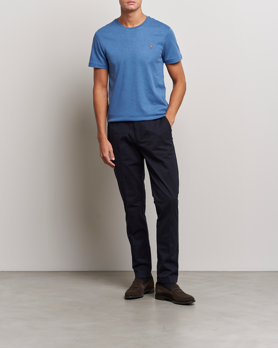 Homme | T-shirts | Polo Ralph Lauren | Luxury Pima Cotton Crew Neck T-Shirt Fog Blue Heather