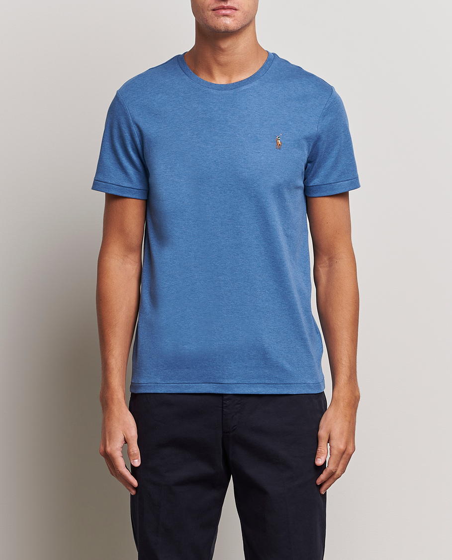 Homme | T-shirts | Polo Ralph Lauren | Luxury Pima Cotton Crew Neck T-Shirt Fog Blue Heather