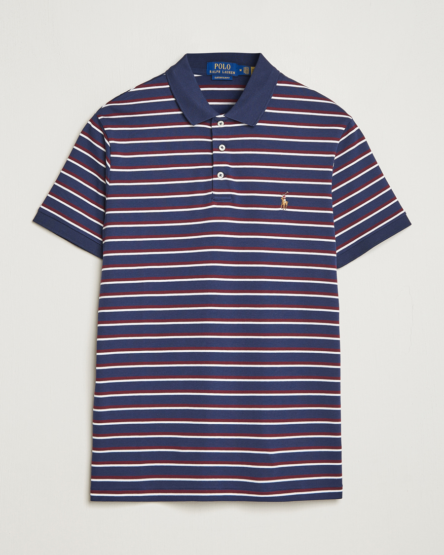 Homme | Polos | Polo Ralph Lauren | Luxury Pima Cotton Striped Polo French Navy/White