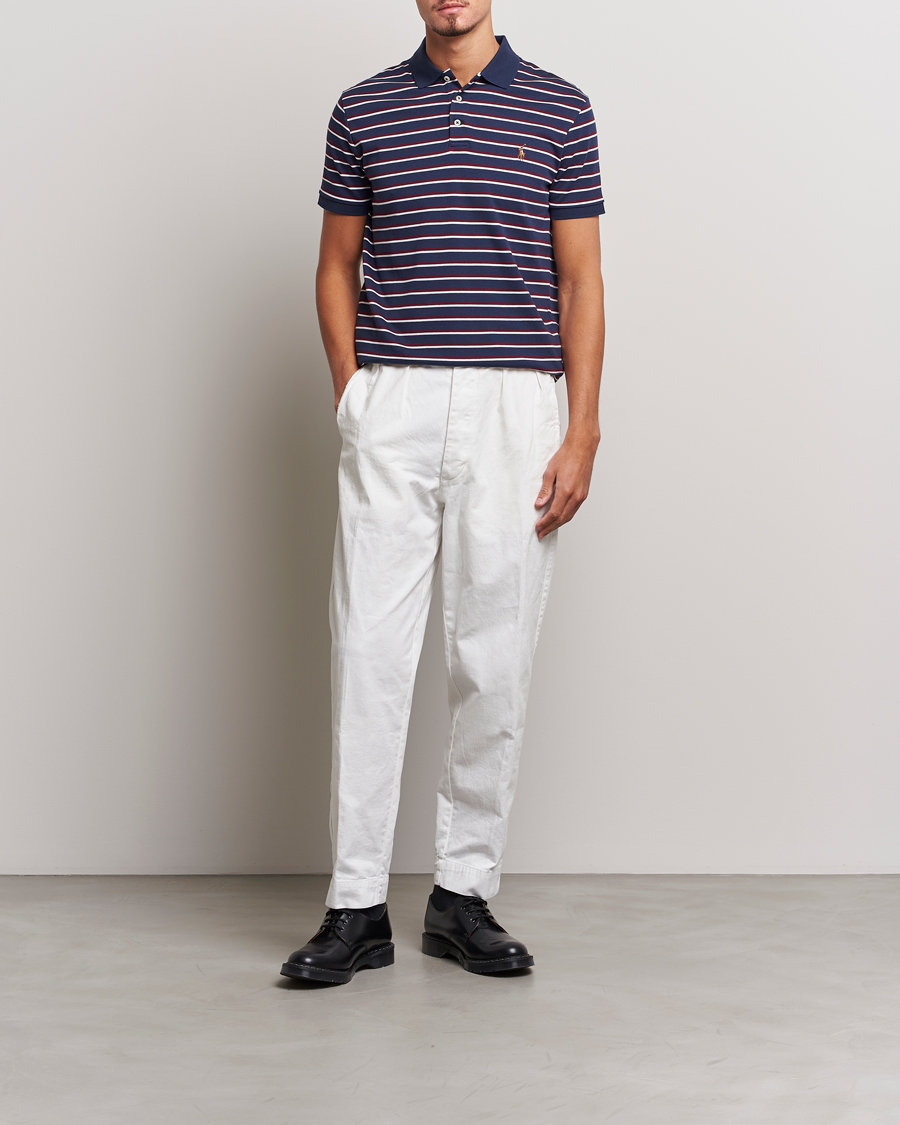 Homme | Polos | Polo Ralph Lauren | Luxury Pima Cotton Striped Polo French Navy/White
