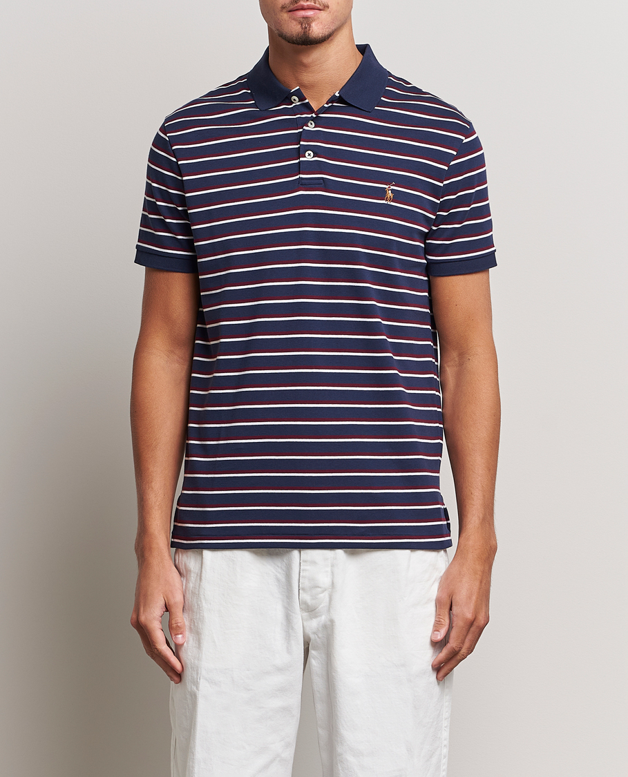 Homme | Polos | Polo Ralph Lauren | Luxury Pima Cotton Striped Polo French Navy/White