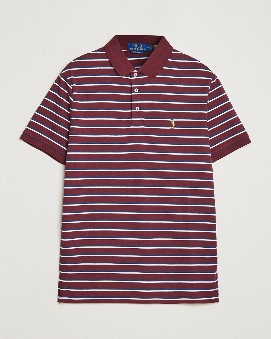 Homme | Polos | Polo Ralph Lauren | Luxury Pima Cotton Striped Polo Harvard Wine/White