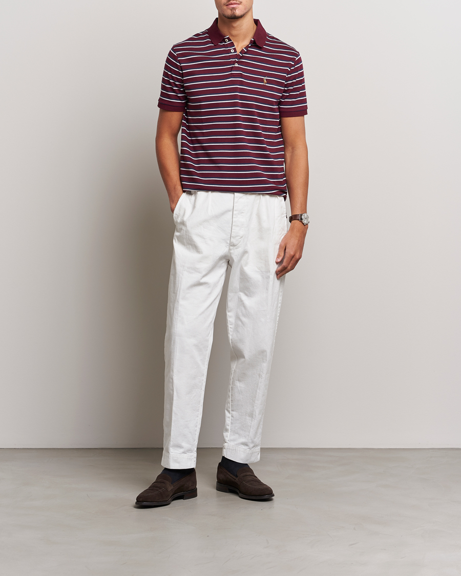 Homme | Polos | Polo Ralph Lauren | Luxury Pima Cotton Striped Polo Harvard Wine/White