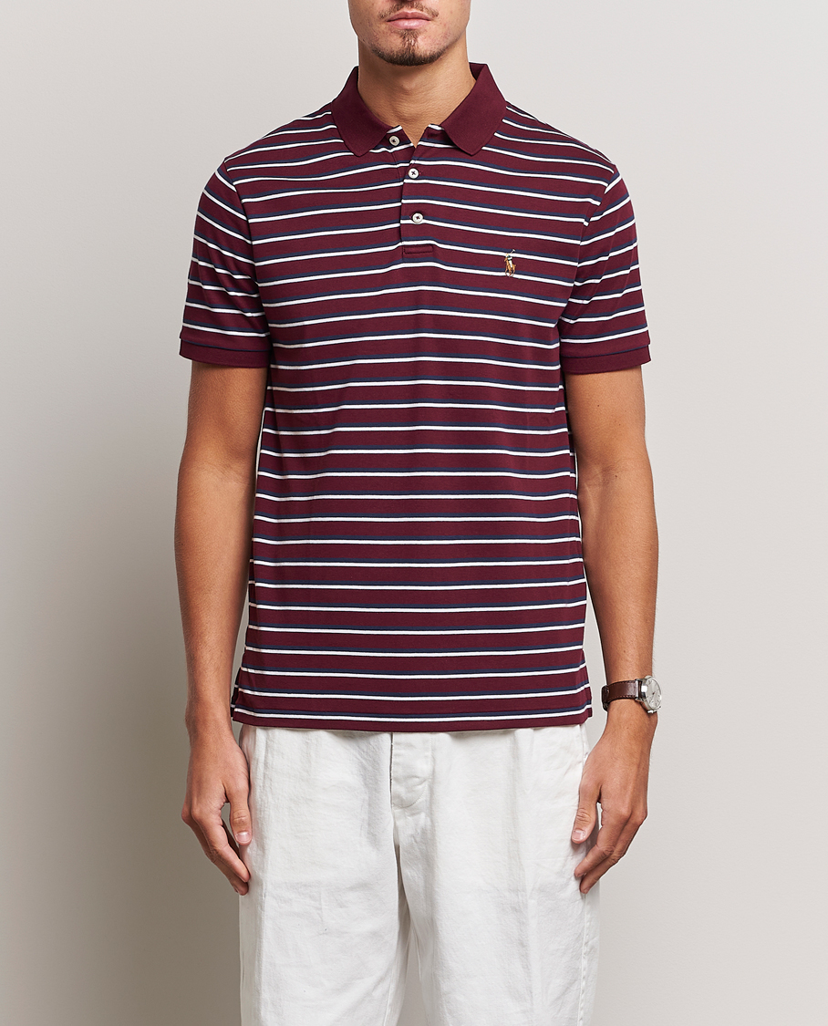 Homme | Polos | Polo Ralph Lauren | Luxury Pima Cotton Striped Polo Harvard Wine/White