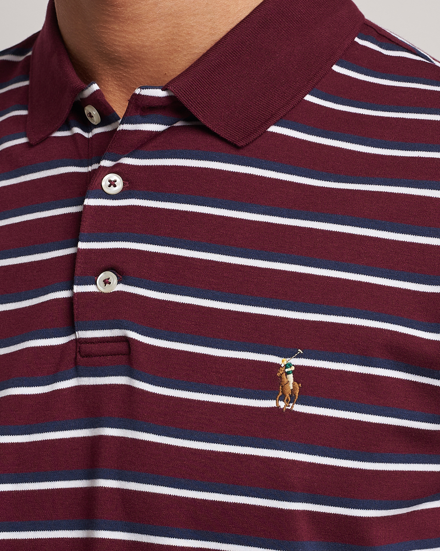 Homme | Polos | Polo Ralph Lauren | Luxury Pima Cotton Striped Polo Harvard Wine/White