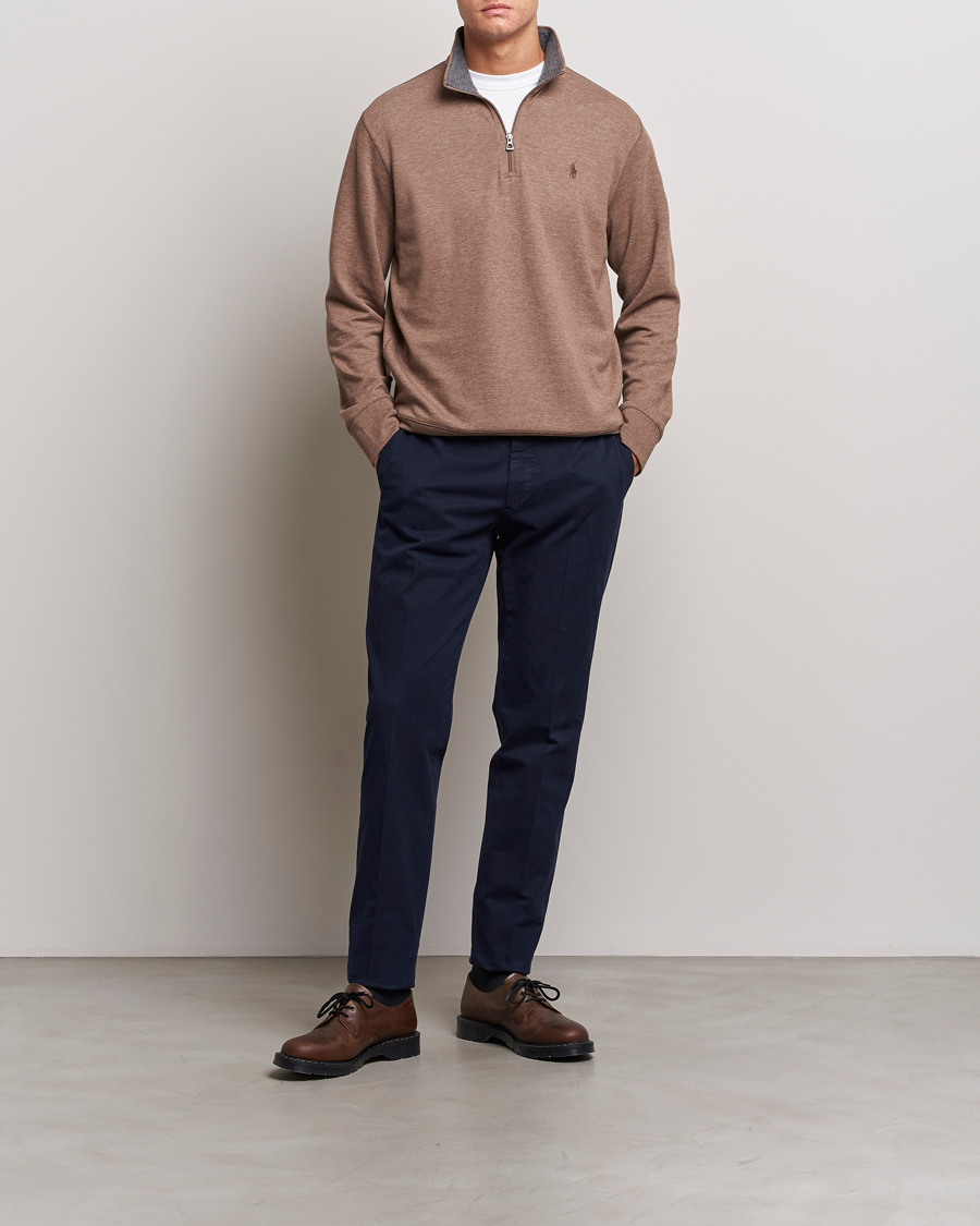 Homme | Pulls Et Tricots | Polo Ralph Lauren | Tech Double Knit Half Zip Brown Heather