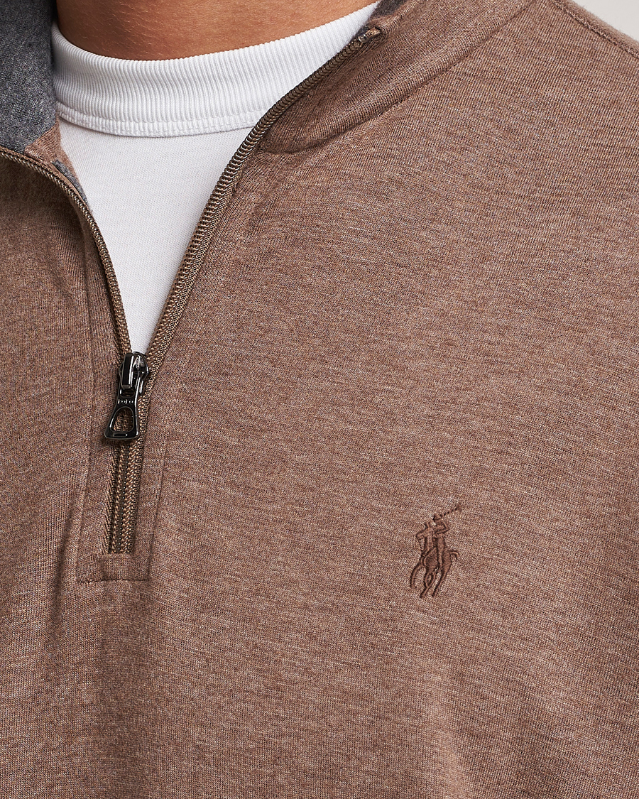 Homme | Pulls Et Tricots | Polo Ralph Lauren | Tech Double Knit Half Zip Brown Heather
