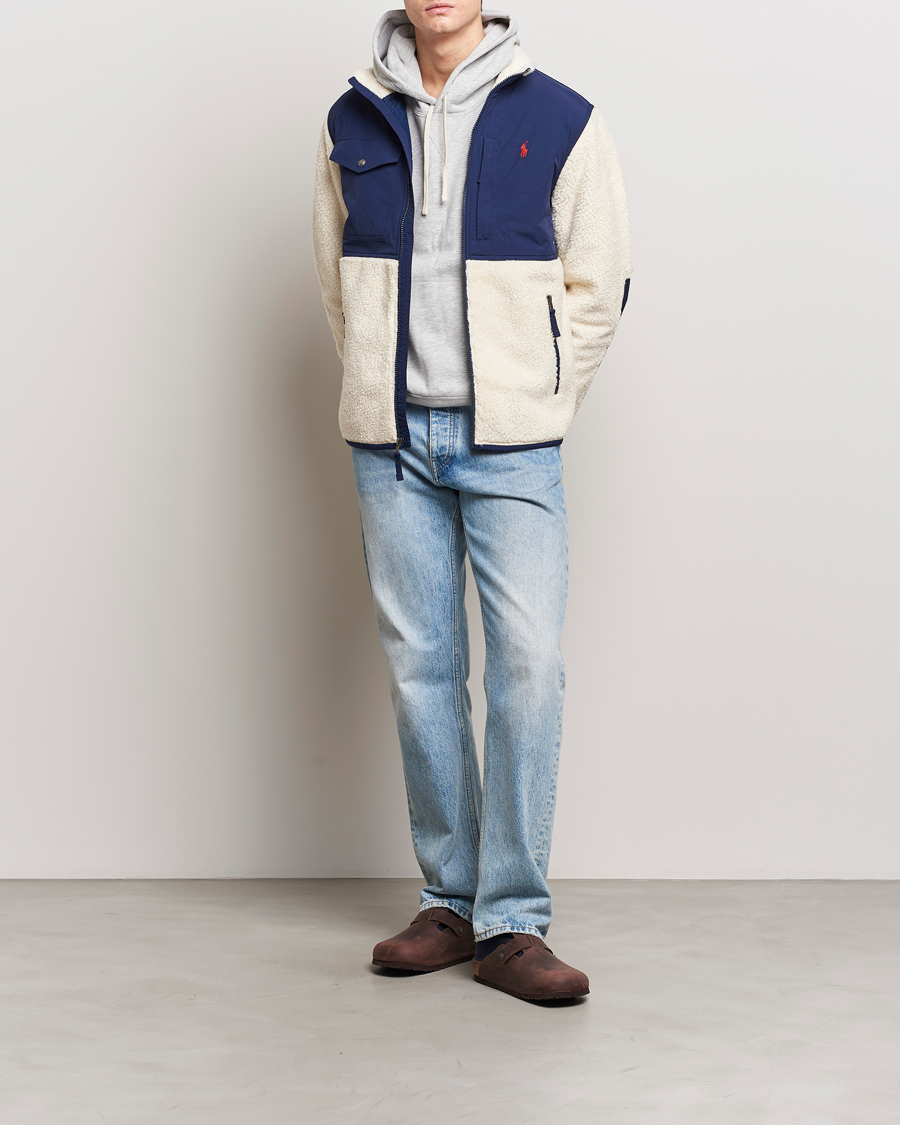 Homme | Pulls Et Tricots | Polo Ralph Lauren | Bonded Sherpa Full Zip Sweater Cream/Newport Navy