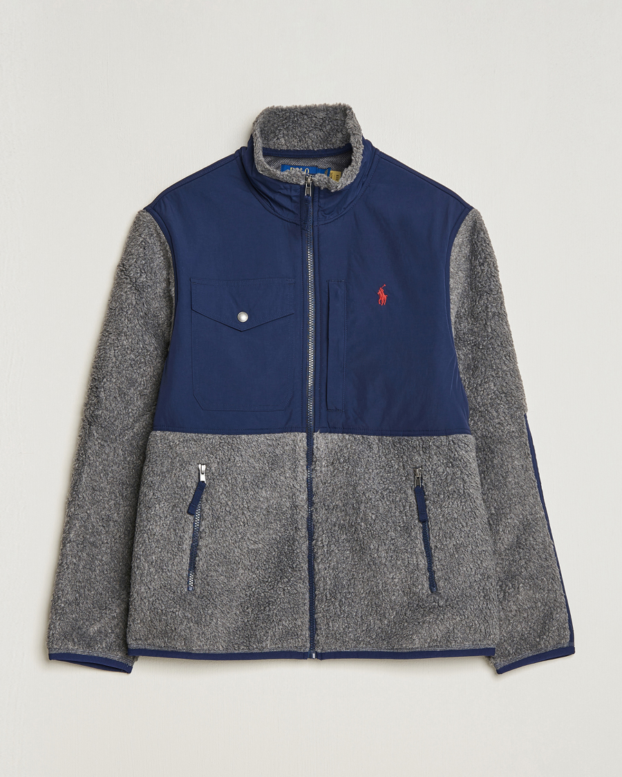 Homme | Pulls Et Tricots | Polo Ralph Lauren | Bonded Sherpa Full Zip Sweater Grey/Newport Navy
