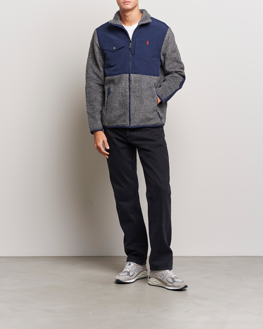 Homme | Pulls Et Tricots | Polo Ralph Lauren | Bonded Sherpa Full Zip Sweater Grey/Newport Navy
