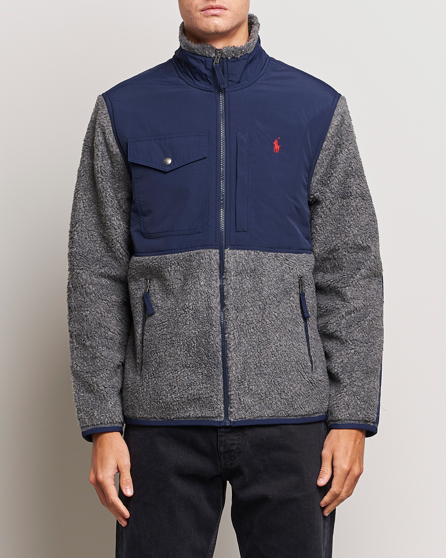Homme | Pulls Et Tricots | Polo Ralph Lauren | Bonded Sherpa Full Zip Sweater Grey/Newport Navy