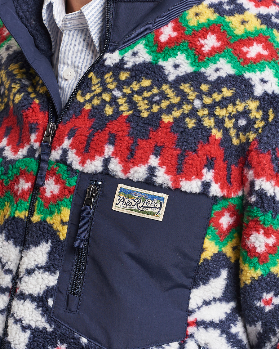 Homme | Pulls Et Tricots | Polo Ralph Lauren | Bonded Hi-Pile Snowflake Fairisle Full Zip Navy