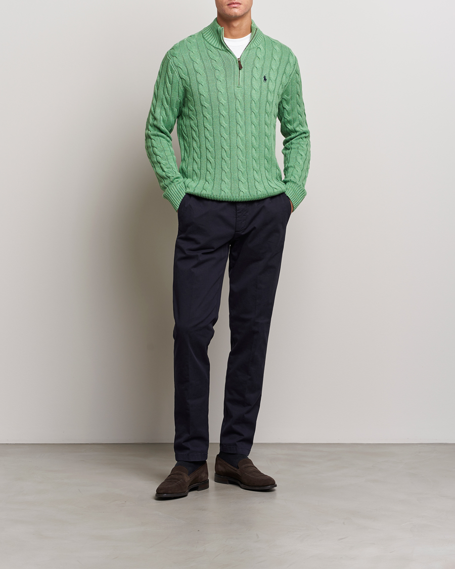 Homme | Pulls Et Tricots | Polo Ralph Lauren | Cotton Cable Half Zip Sweater Field Green Heather