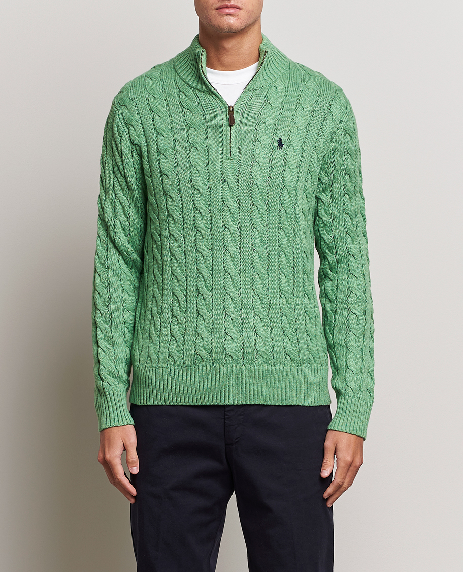 Homme | Pulls Et Tricots | Polo Ralph Lauren | Cotton Cable Half Zip Sweater Field Green Heather