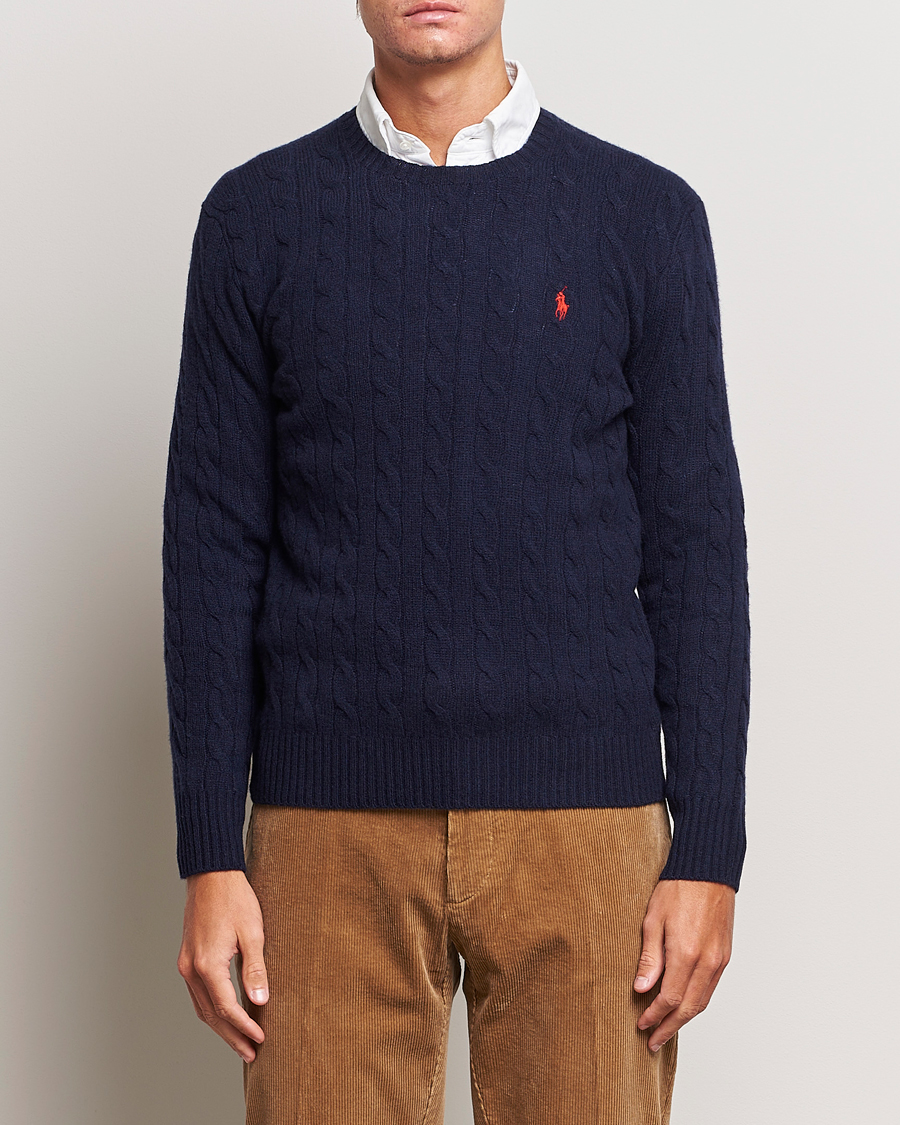 Homme |  | Polo Ralph Lauren | Wool/Cashmere Cable Crew Neck Hunter Navy