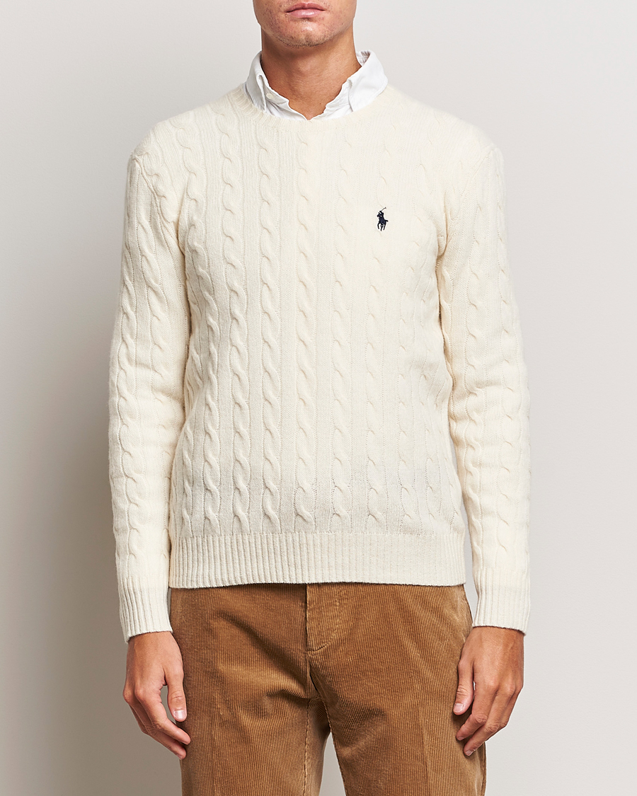 Homme |  | Polo Ralph Lauren | Wool/Cashmere Cable Crew Neck Pullover Andover Cream