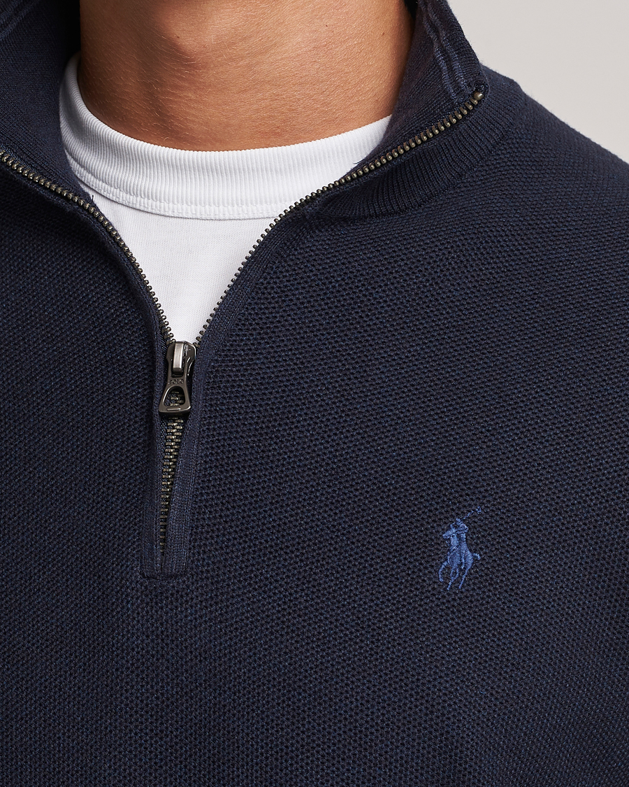 Polo Ralph Lauren Textured Half Zip Navy Heather - Acheter Polo