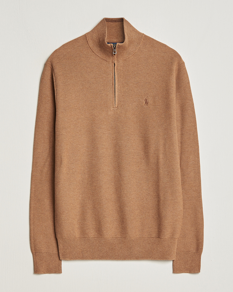 Homme | Pulls Et Tricots | Polo Ralph Lauren | Textured Half Zip Latte Brown Heather