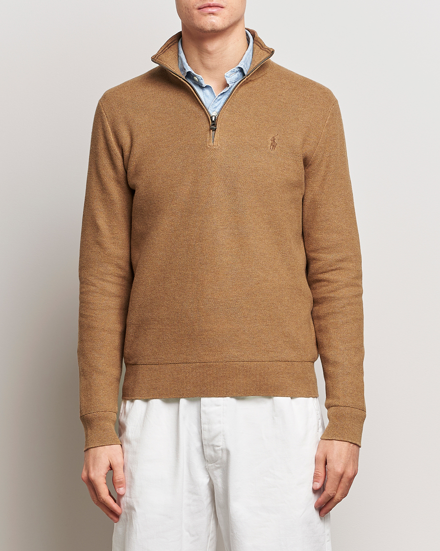 Homme | Pulls Et Tricots | Polo Ralph Lauren | Textured Half Zip Latte Brown Heather