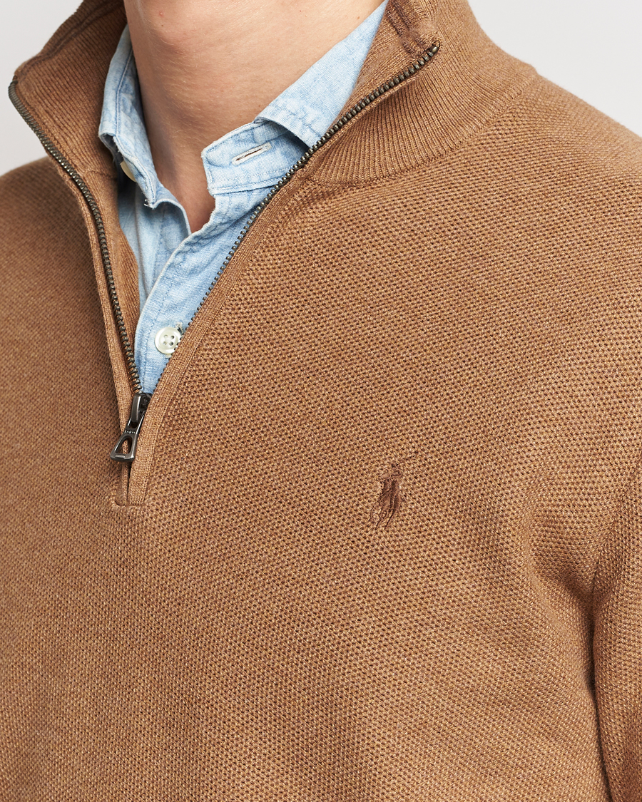 Homme | Pulls Et Tricots | Polo Ralph Lauren | Textured Half Zip Latte Brown Heather