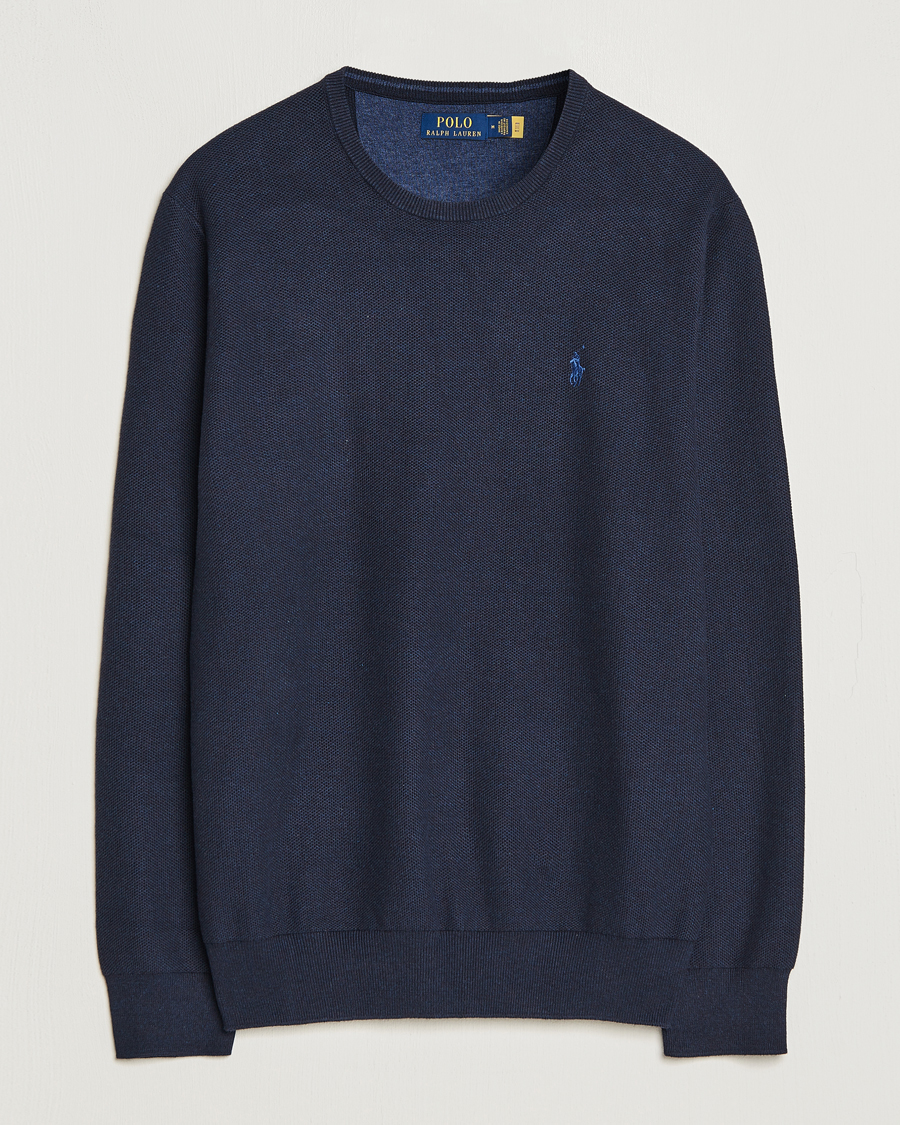 Homme | Pulls Et Tricots | Polo Ralph Lauren | Textured Cotton Crew Neck Sweater Navy Heather