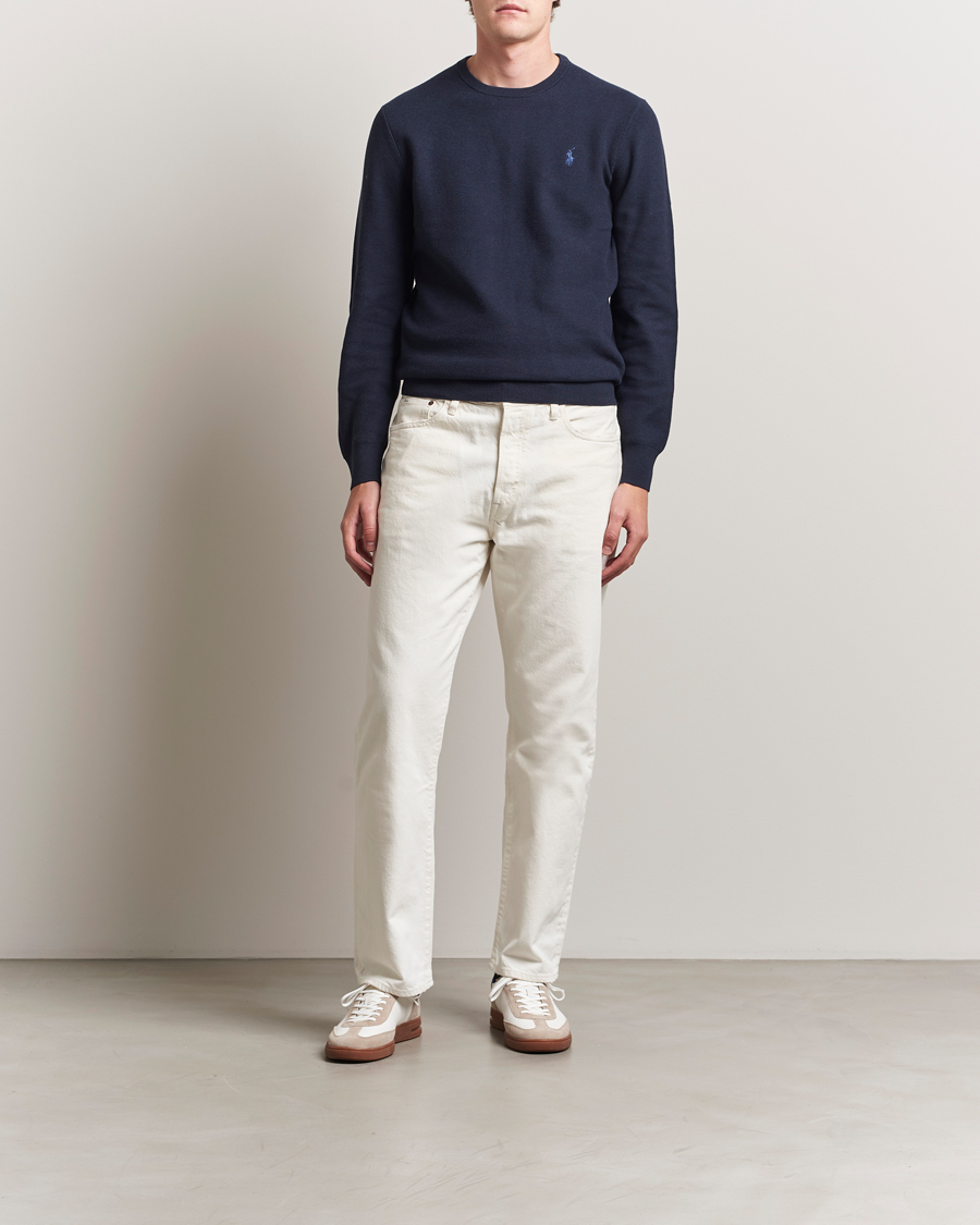 Homme | Pulls Et Tricots | Polo Ralph Lauren | Textured Cotton Crew Neck Sweater Navy Heather